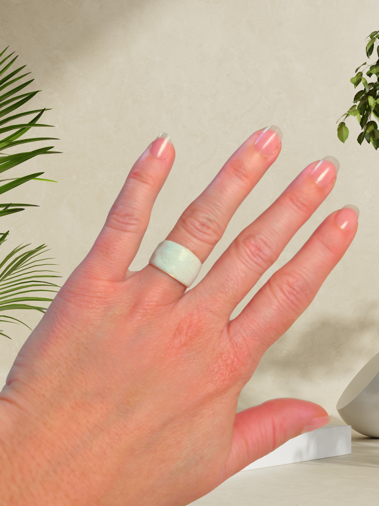 Bague émail blanc